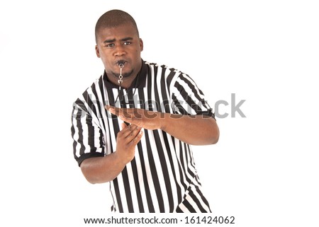 black referee calling time out or technical