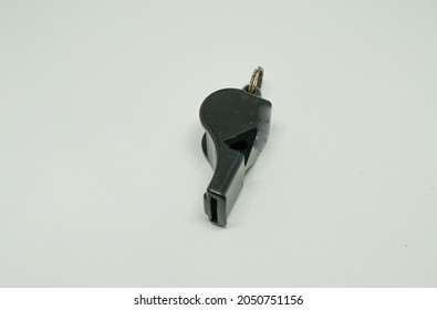 Black Referee Whistle Or Whistle Isolated On White Background