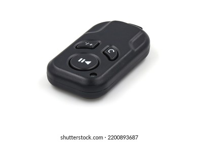 Black Remote Control On White Background. Wireless Remote Control Concept.