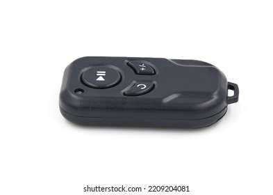 Black Remote Control On White Background. Wireless Remote Control Concept.