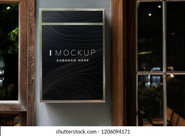 Black restaurant signboard design mockup