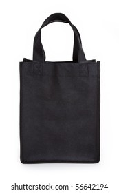 Black Reusable Shopping Bag With White Background
