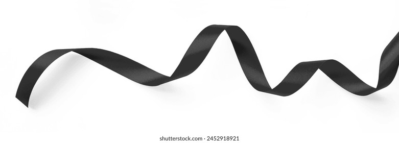 Black ribbon satin bow color curly hanging scroll isolated on white background with clipping path for ceremony invitation card design decoration element - Powered by Shutterstock