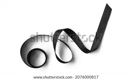 Black Ribbon in Thai number 9  for mourning and honoring King Rama nine of Thailand, bow isolated with clipping path on white background
