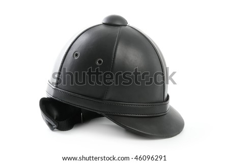 Black ridding cap for horse riders isolated on white