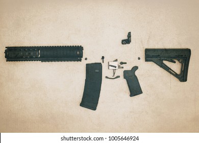 Black Rifle Ghost Gun On Brown Background