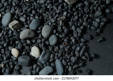 Black River Stone For Background And Pattern, Blank Space.