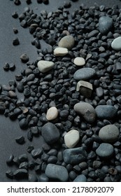 Black River Stone For Background And Pattern, Blank Space.