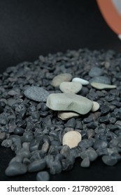 Black River Stone For Background And Pattern, Blank Space.