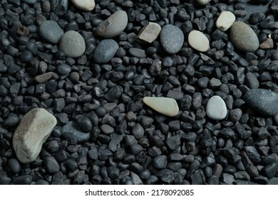 Black River Stone For Background And Pattern, Blank Space.