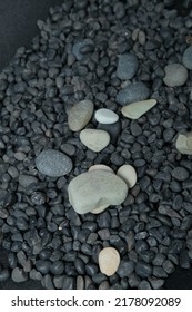 Black River Stone For Background And Pattern, Blank Space.