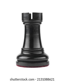 Black Rook Isolated On White. Chess Piece