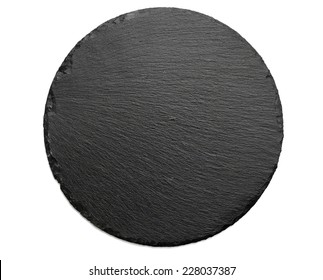 Black Round Slate Dish Isolated