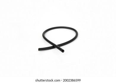 Black Rubber Fuel Hose Isolated On White Background.