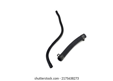 Black Rubber Fuel Hose Isolated On White Background.