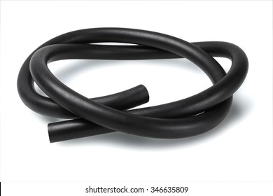 Black Rubber Fuel Hose On White Background