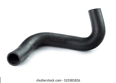 Black Rubber Fuel Hose On White Background