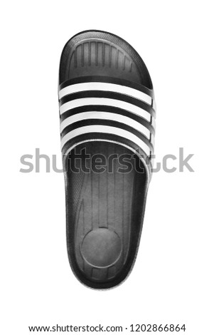 black rubber sandal isolated on white background