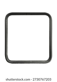 Black rubber square window frame from transport is isolated.