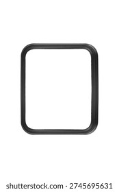 Black rubber square window frame from transport is isolated.
