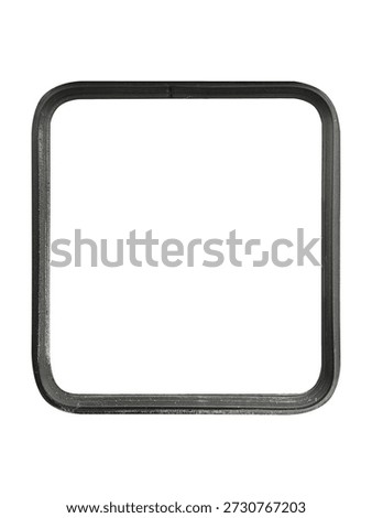 Black rubber square window frame from transport is isolated.