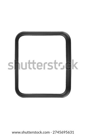 Black rubber square window frame from transport is isolated.