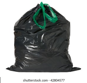 Black Rubbish Bag Isolated On White Background