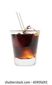 Black Russian Mixed Drink On A White Background