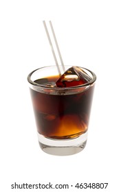 Black Russian Mixed Drink On A White Background