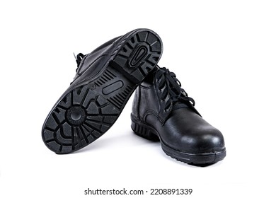 Black Safety Shoes White Background