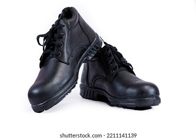 Black Safety Shoes White Background