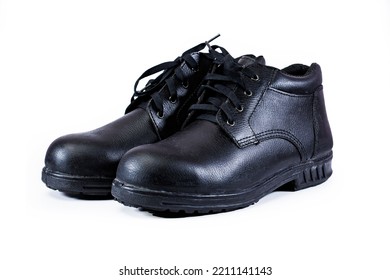 Black Safety Shoes White Background