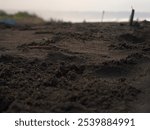 Black sand and basalt stone from the Depok Beach, Bantul, Yogyakarta, Indonesia.