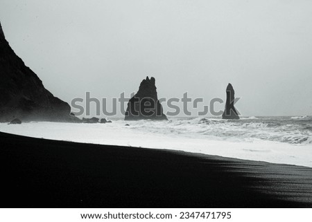 Black sand beach Iceland winter