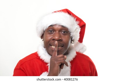 Black Santa Claus Telling To Keep It Quiet