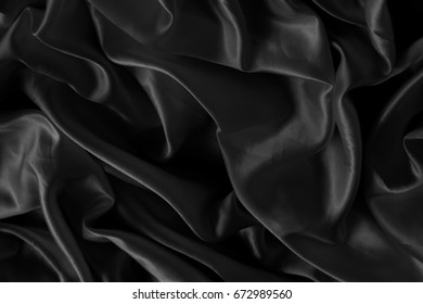 Black Satin Silk Texture Wrinkled Background Stock Photo 672989560 ...