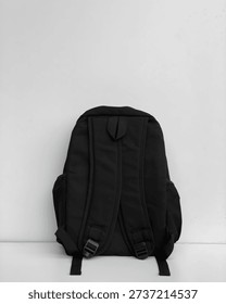 Black school backpack plain front display