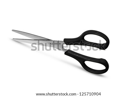 black scissors on white background with clipping path