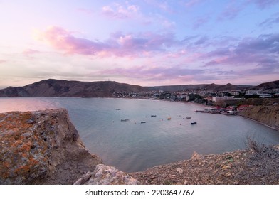 Black Sea Bay With Rock Shore, Ukraine.