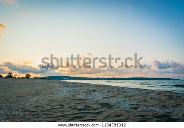 \
Black Sea beach\
landscape in Turkey at sunset - beautiful sunset beach  of the\
Black Sea in Sinop,\
Turkey