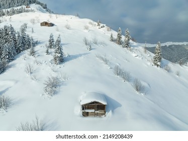 Black Sea Mountains In The Snow, March 2022 Caykara, Trabzon Turkey