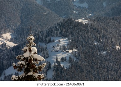 Black Sea Mountains In The Snow, Winter Season Caykara, Trabzon Turkey