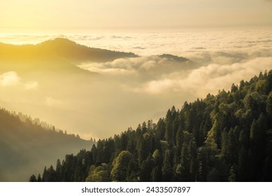 black sea plateaus mountain landscapes waterfall lake and cloudy sky and sunlight - Powered by Shutterstock