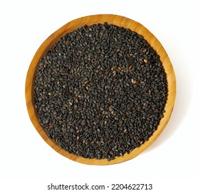 Black Sesame Seeds Close Up.  Top View.