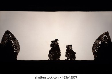Black shadow silhouette of old puppets of Bali Island - Wayang Kulit. Traditional culture, religion, arts festivals of Balinese and Indonesian people. Travel background - Shutterstock ID 483645577