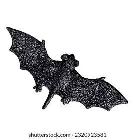 Black shimmering Halloween bat decoration isolated cutout on white background - Powered by Shutterstock