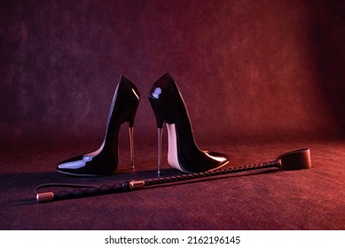 Black Shiny High Heel Shoes Whip Stock Photo 2162196145 | Shutterstock