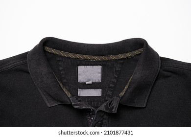 Black shirt collar with button. High quality photo