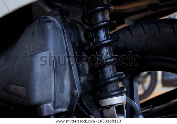black shock absorbers\
motorcycle, springs. Road shock Absorbers motorcycle on\
motorcycle\
