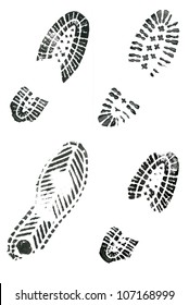 Black Shoe Prints On White Background